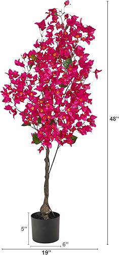 Miniatura 2 de Nearly Natural Árbol artificial de buganvillas de 4 pies, rosa, 19 pulgadas de ancho x 9 pulgadas de profundidad x 48 pulgadas de alto
