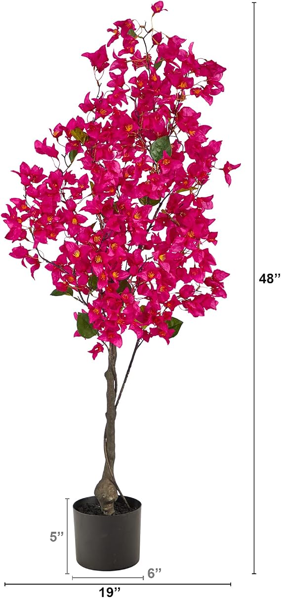 Nearly Natural 4ft. Bougainvillea Artificial Tree, Pink, 19 in. W x 9 in. D x 48 in. H