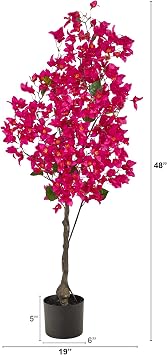 Nearly Natural 4ft. Bougainvillea Artificial Tree, Pink, 19 in. W x 9 in. D x 48 in. H