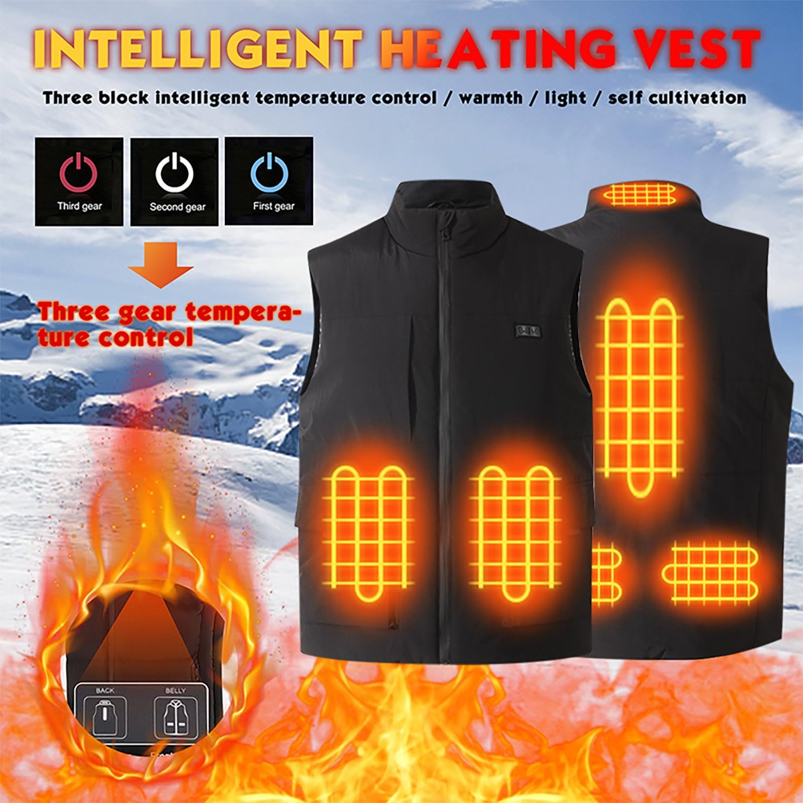 Chaleco Calefactable Hombre,con Doble Control y 6 Zonas de Calefacción