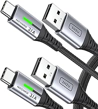 INIU USB C Charger Cable, [2-Pack 1m] 3.1A Type C Cable Fast Charging, Braided USB A to USBC Phone Charger Cable USBC for iPhone 17 16 Pro Max, Samsung S25 24, Huawei, iPad Switch PS5 etc.