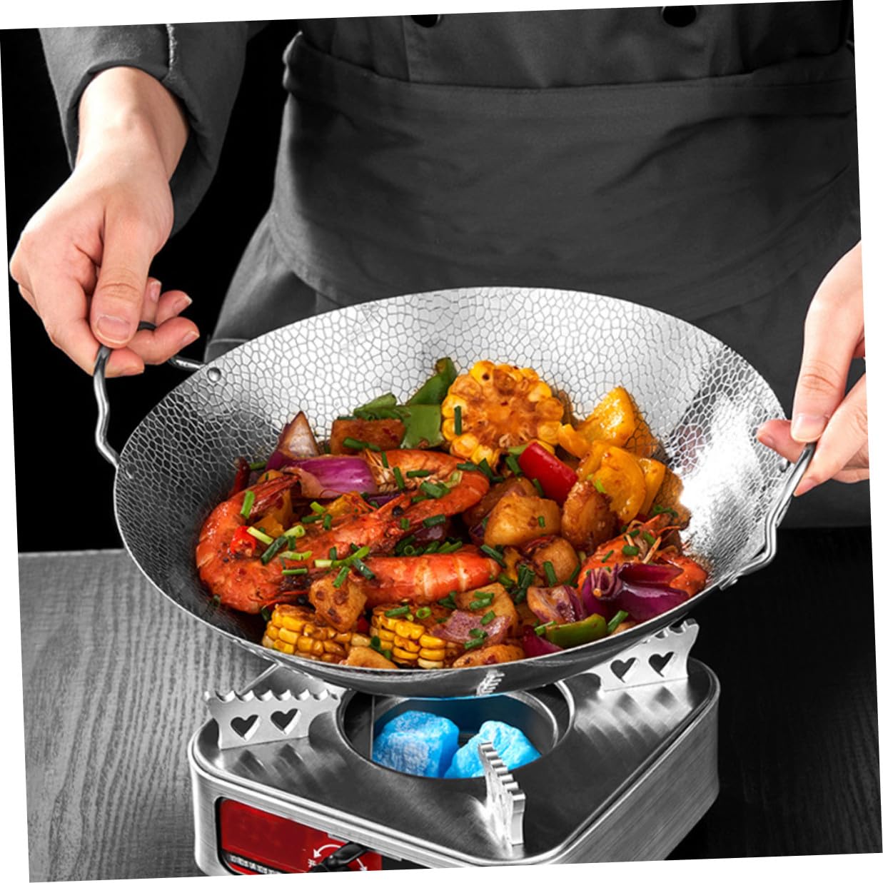 Olla Protección contra Quemaduras Doble Asa para Cocinar de Acero Inoxidable Resistente y Segura para Camping y Cocina Doméstica