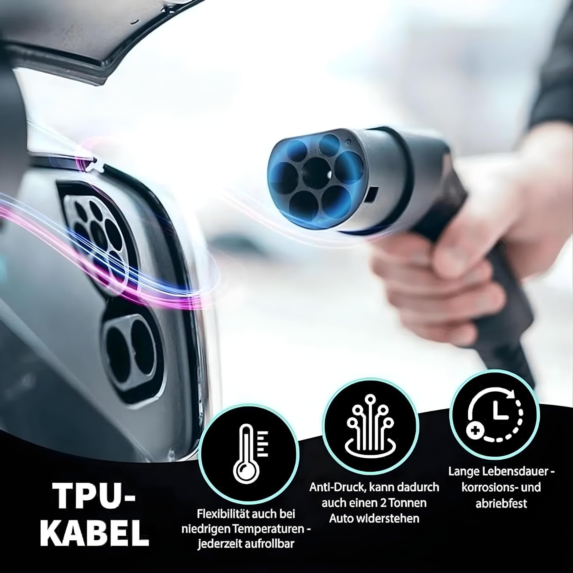 LDY Kabel do ładowania typu 2 3,7 kW 10 m, bardzo długi kabel do ładowania samochodu elektrycznego 3 / 16 A / 1-fazowy, kabel do ładowania samochodu elektrycznego typu 2 na typ 2, kabel do ładowania