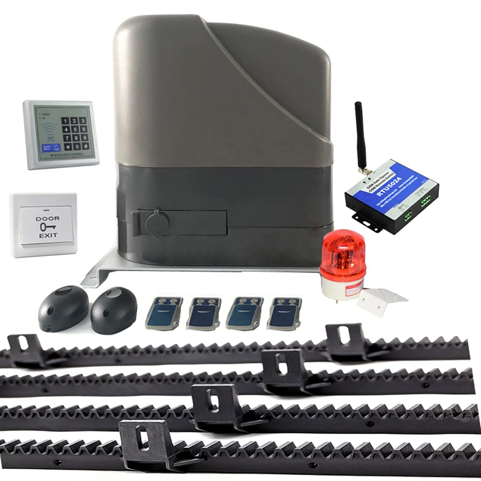 Urządzenie do otwierania drzwi Elektryczne urządzenie do otwierania bramy przesuwnej, automatyczna brama z silnikiem prądu stałego 800 kg z nylonowym stojakiem 4 m i 4 pilotami do silnika z podwójną