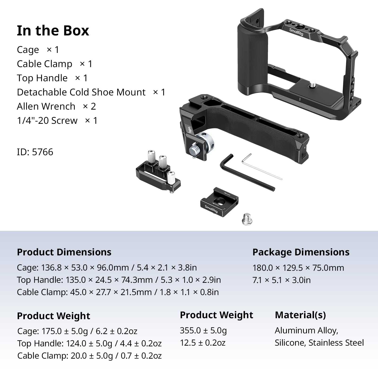 SMALLRIG R50 V Kamerakäfig für Canon R50V, Komplettkäfig mit Silikongriff, Tragegriff für ARRI, Kabelklemme für HDMI, integriertem Blitzschuh, Schnellwechselplatte für Arca-Swiss, QD(Schwarz) -5766
