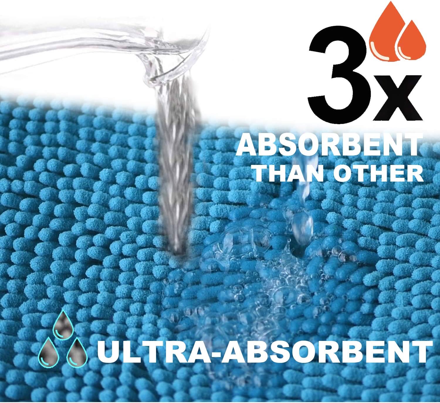 RUN HELIX Teal Bathroom Rug Set - 4 Piece with Toilet Lid Cover, Non Slip Mats, Extra Soft Chenille, Absorbent Shaggy, Perfect Plush U-Shaped Toilet Rug - Image 6