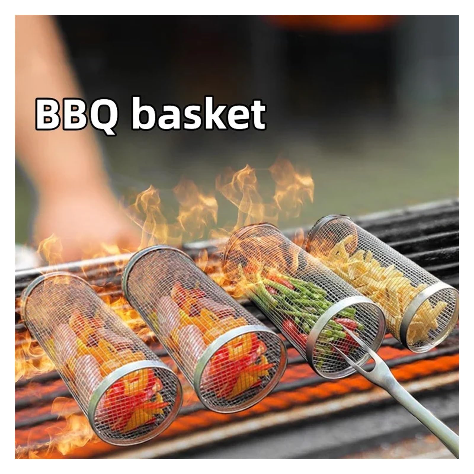 Klatka do grilla BBQ Największy kosz do grillowania Okrągły Cylinder ze stali nierdzewnej Grill Płonący pieczona siatka Campingowy stojak na grilla (Color : Oil Bottle x1)