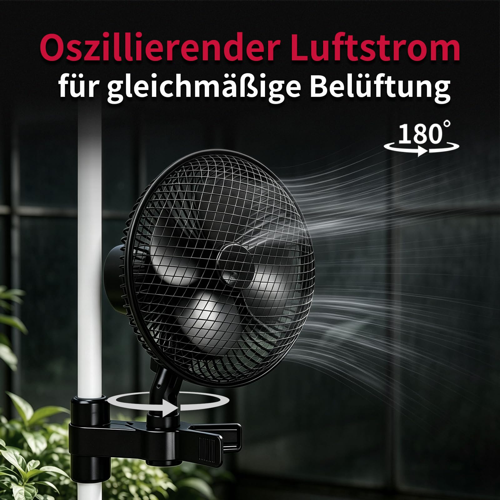 Grow Ventilator Oszillierend Mehrstufige Lüftergeschwindigkeit Clip Ventilator Timer Lüfter 20W Clip Fan für Indoor Growzelt Pflanzenzucht Büro Schlafzimmer Küche