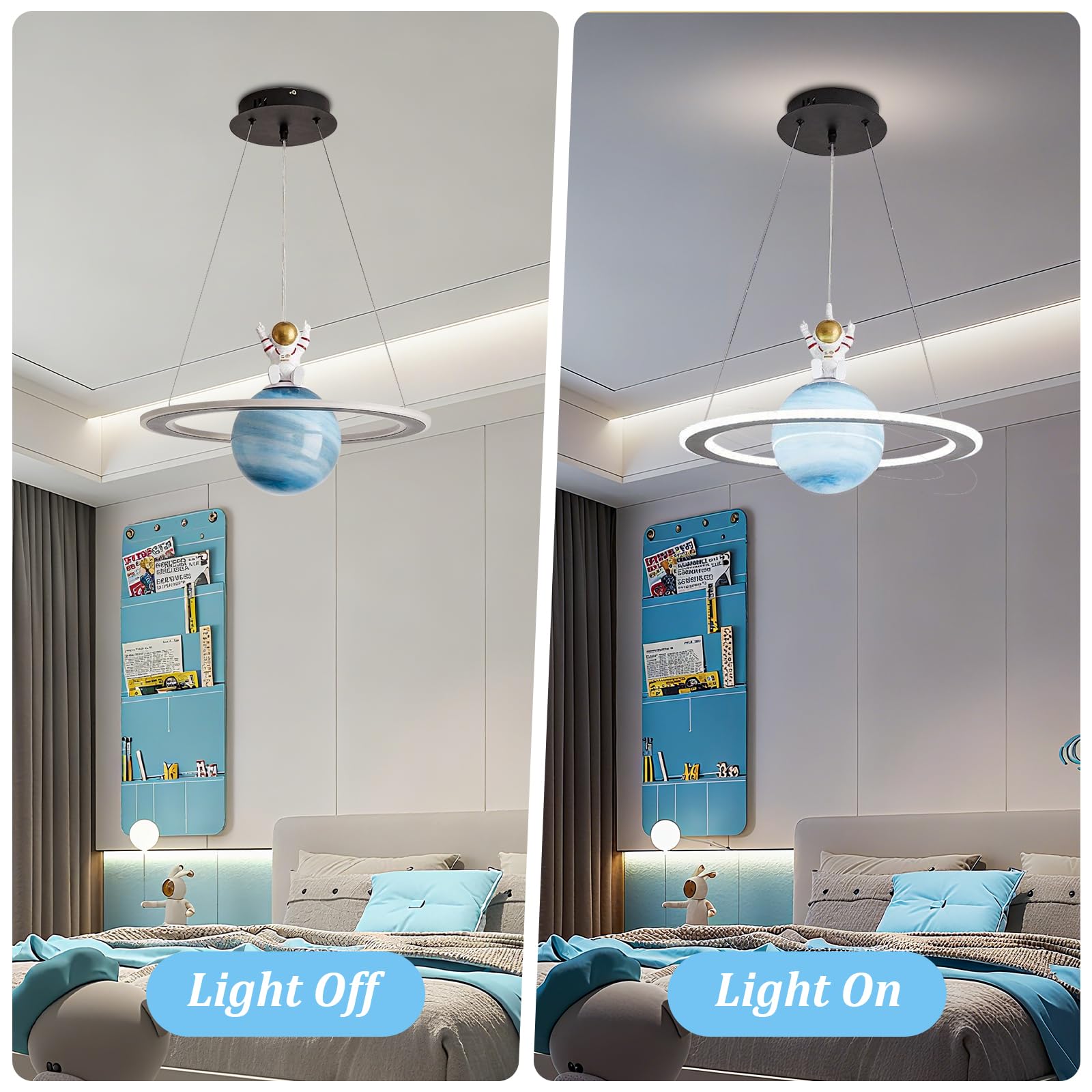 Suspension planète en acrylique pour chambre d'enfant, lampe LED suspendue espace, décoration intérieure, éclairage féérique pour garçons et filles (Astronaute)