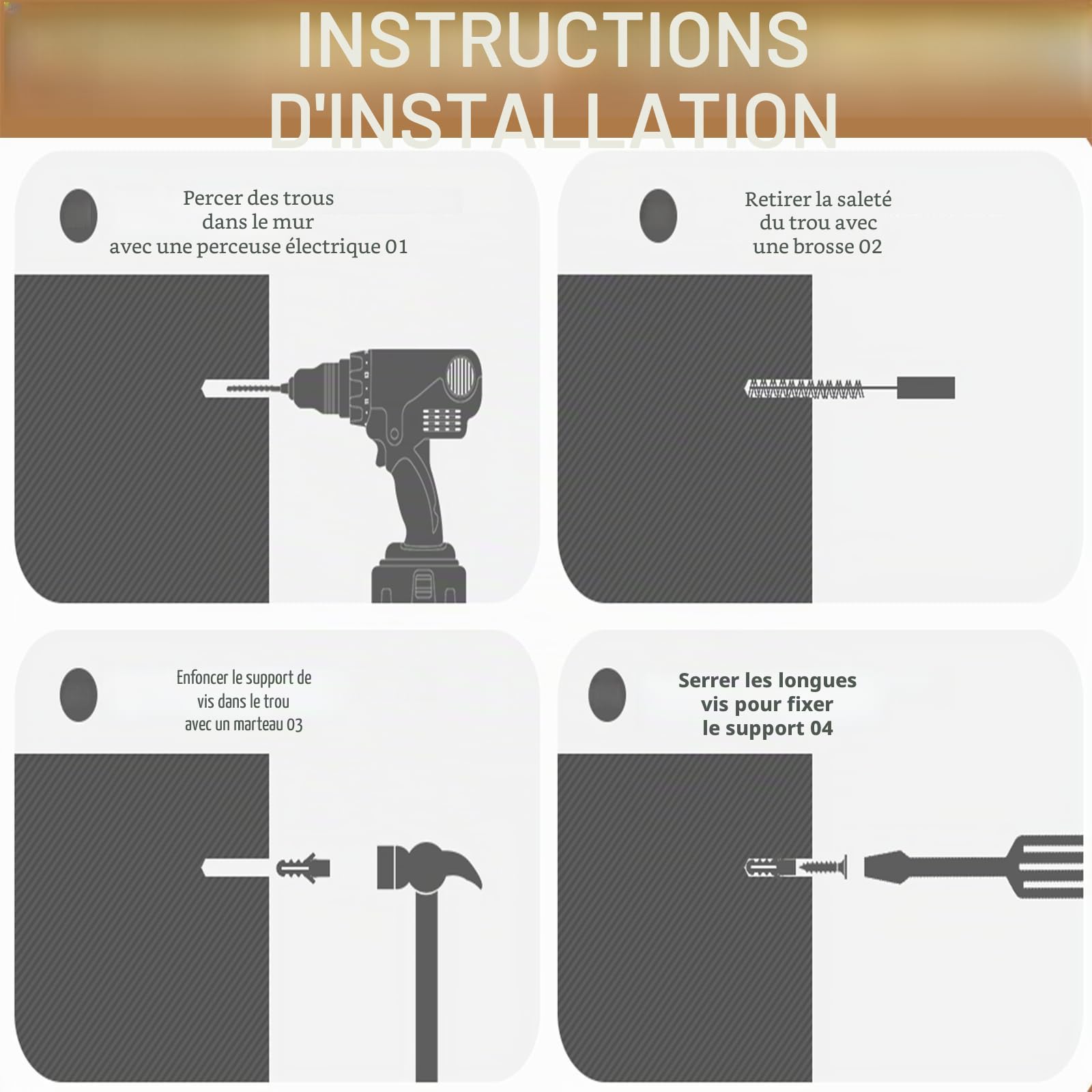 Lot de 12 équerres pour charges lourdes - 250 x 400 mm - Console pour charges lourdes - Avec vis - Support mural - Charge maximale : 100 kg - Support d'étagère - Montage mural (12 pièces)