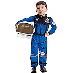 Spooktacular Creations Blue Astronaut Costume with Helmet, Space Suit for Toddler with Movable Visor, Kids Astronaut Halloween Costume for Cosplay, Party Favor Supplies (Medium, 8-10 yrs)