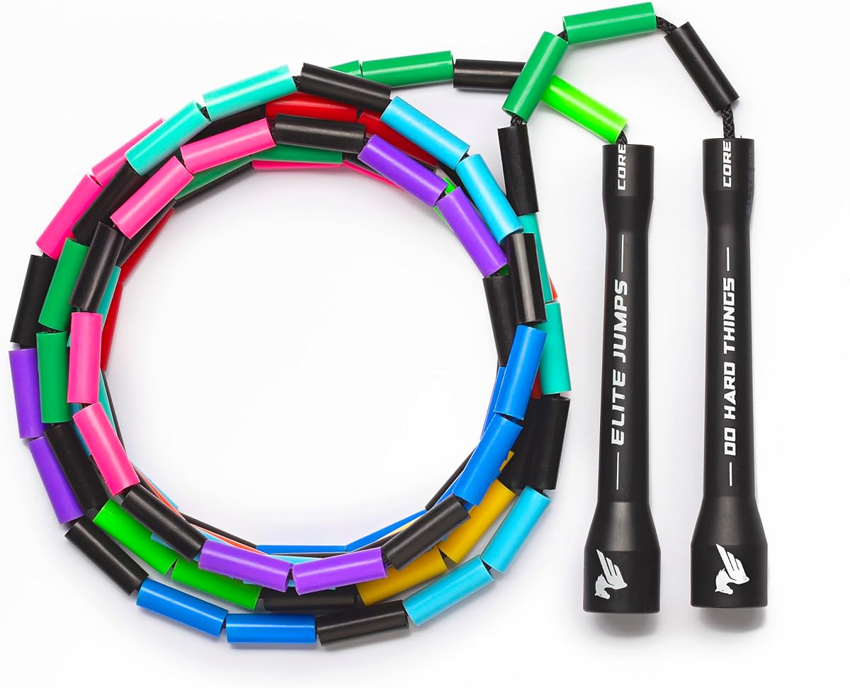 Elite Jumps Cuerda para saltar con cuentas de 1 pulgada, ajustable, inastillable | Cuerda de cuentas ajustable y duradera. Mejora el ritmo, la velocidad y la agilidad. Para fitness y cardio.