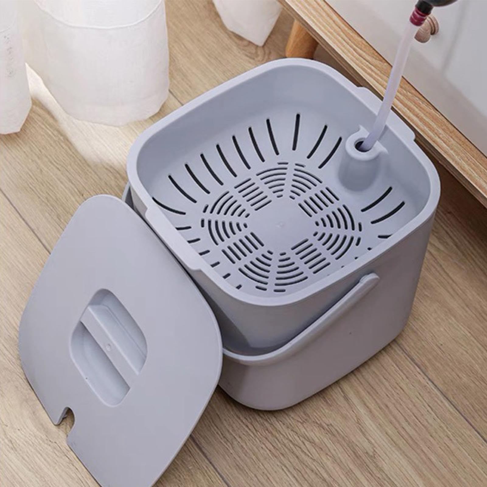 Cestino da tè Garba da 6,5 l, con coperchio e manico, secchio portatile con filtro per tè sfuso, cestino multifunzionale per la spazzatura | soluzione ecologica per la conservazione dei rifiuti del tè