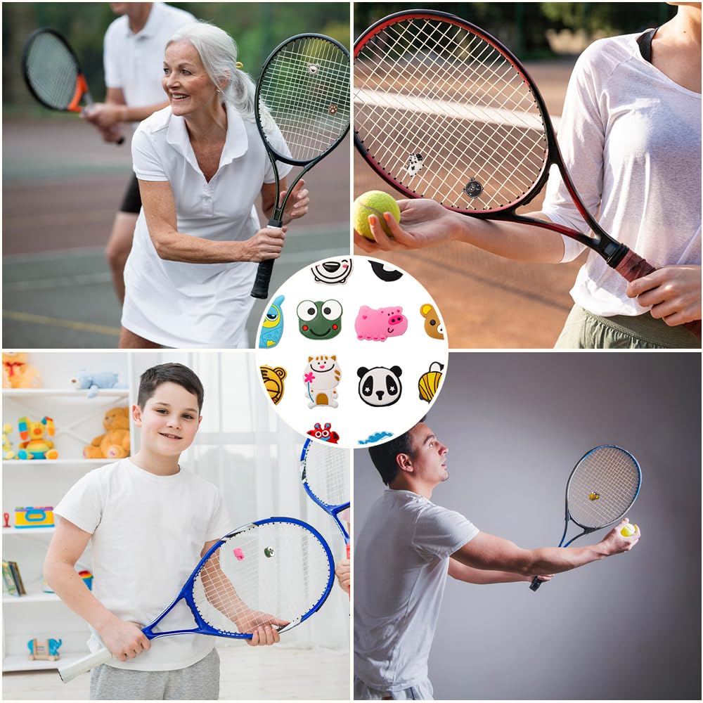 16 Pezzi Antivibrazione Tennis Bambini Ammortizzatori Racchetta Silicone Badminton Motivo Animali