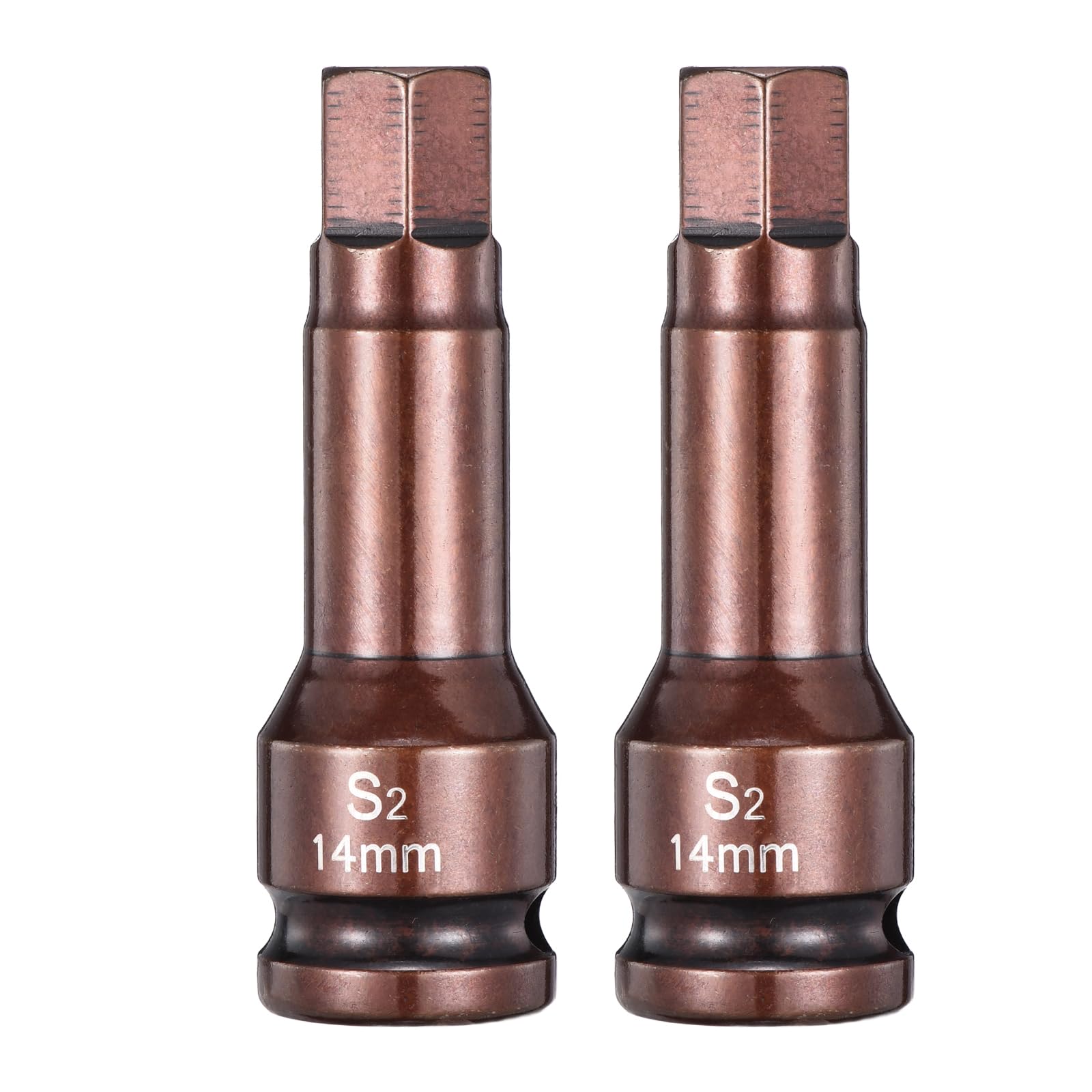 sourcing map 2pcs Impact Hex Bit Socket 1/2" Drive 14H (14mm) Hex Bits 3" Length S2 Steel Metric Impact Wrench Socket Adapter Tool for Automotive Repair Industrial Construction and Home DIY