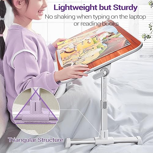 Miniatura 6 de NEARPOW - Mesa de cama para laptop, bandeja de cama ajustable para computadora y portátil, escritorio para computadora portátil para cama,