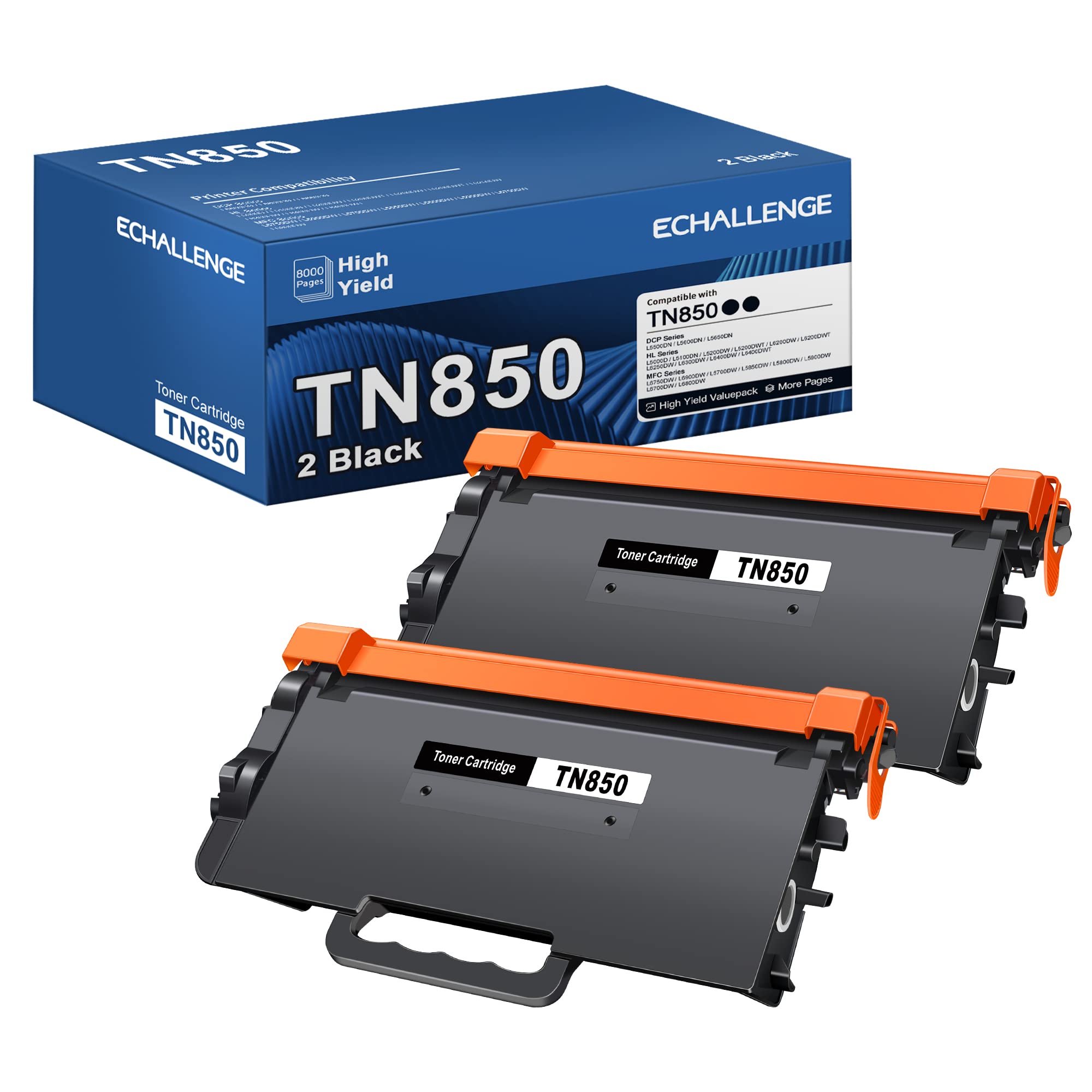 TN850 2-Pack High Yield Black Compatible Toner Cartridge Replacement for Brother TN850 TN 850 TN820 
