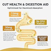 Vista 2 de Probiótico prebiótico y posbiótico 4 en 1 para mujeres y hombres, suplemento completo de apoyo intestinal y digestivo, probióticos pre post