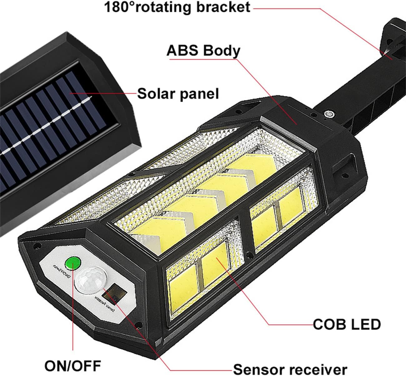 IMEISH Super Bright Jumbo Solar LED Lamp, 2023 New Solar Street Light with Remote, 3 Lighting Modes,Solar Flood Lights Outdoor ， IP65 Weatherproof Design for Garden Yard Parking Lot