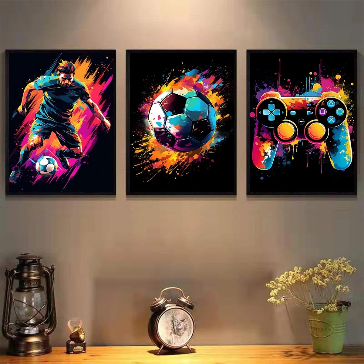 MAIMANG Póster de fútbol en lienzo, estética pop moderna, impresiones artísticas para dormitorio infantil, decoración del hogar (60 x 80 cm, sin marco)