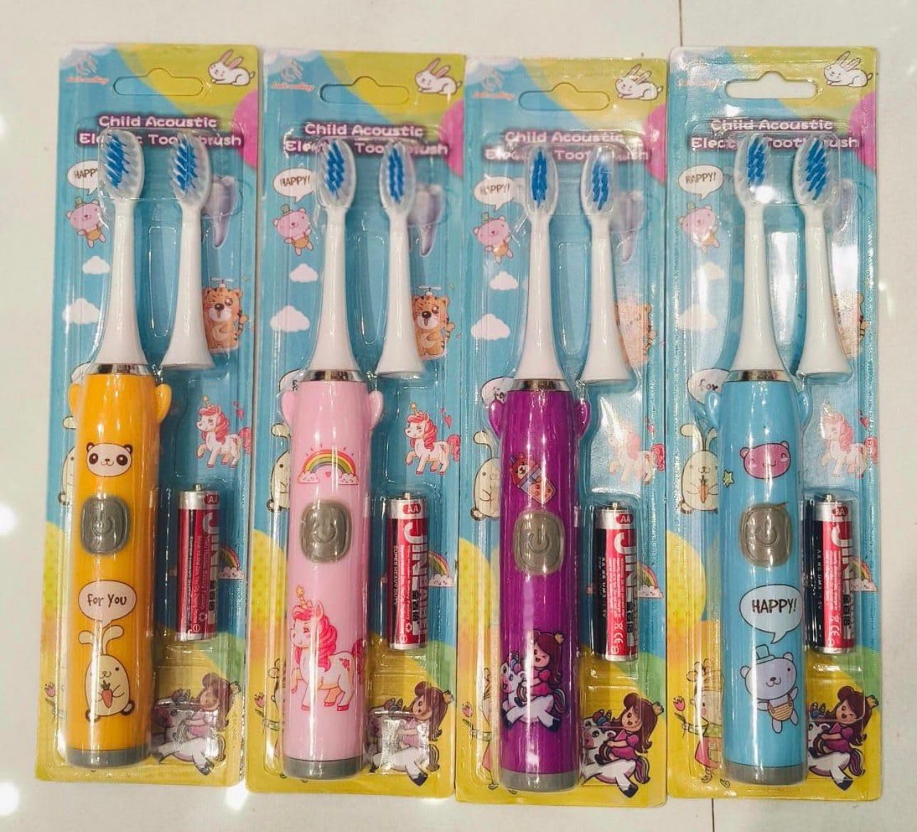 Plastic + Soft Nylon Bristles Kids Acoustic Electric Toothbrush | Cartoon Design Toothbrush | Gentle Cleaning Battery Powered Toothbrush for Daily Oral Care-image-37