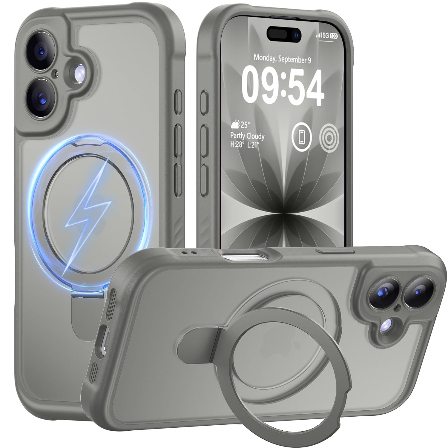 MOCCA Magnetic for iPhone 17 Case with Stand,Titanium Gray