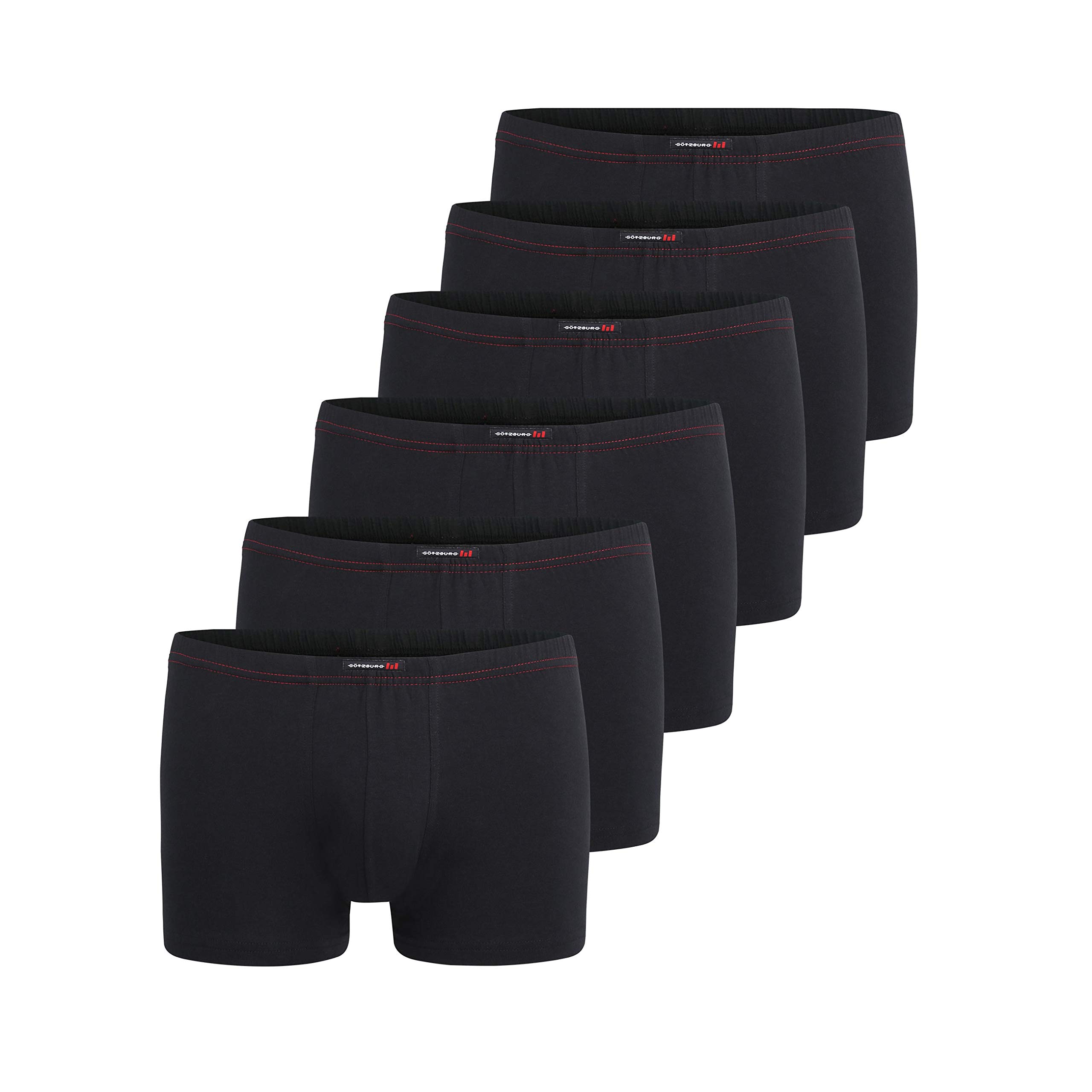 Götzburg Men's Boxer Shorts Pack of 6 Black Cotton Underwear - Black - XX-Large
