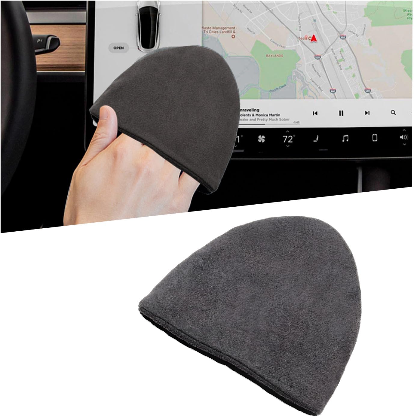 Ohleats Car Screen Cleaner, 4.72×3.93" Triangle Microfiber Auto Screen Cleaning Pad, Foldable Touch Screen Cleaner Cloth for Vehicle Dashboard LCD Display, Interior Car Accessories