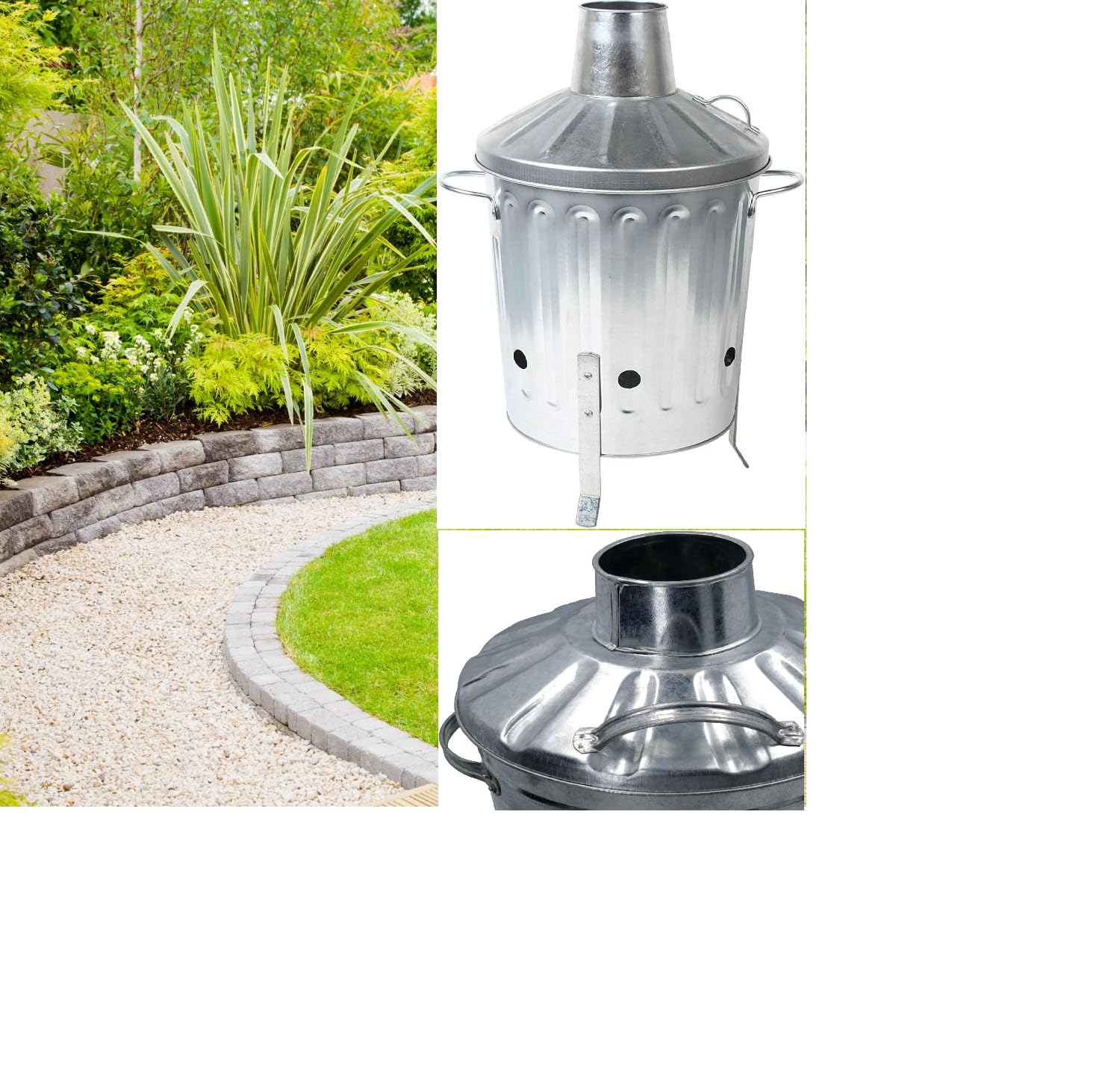 Unibos Mini Garden 15L Litre Galvanised Incinerator Small Fire Bin, Ideal for Burning Paper Leaves, Wood - Image 5