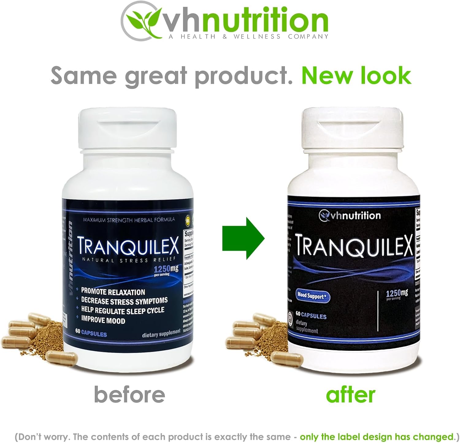 VH Nutrition Tranquilex Suplemento para aliviar el estrés Ashwagandha Passion Flower Kava Kava