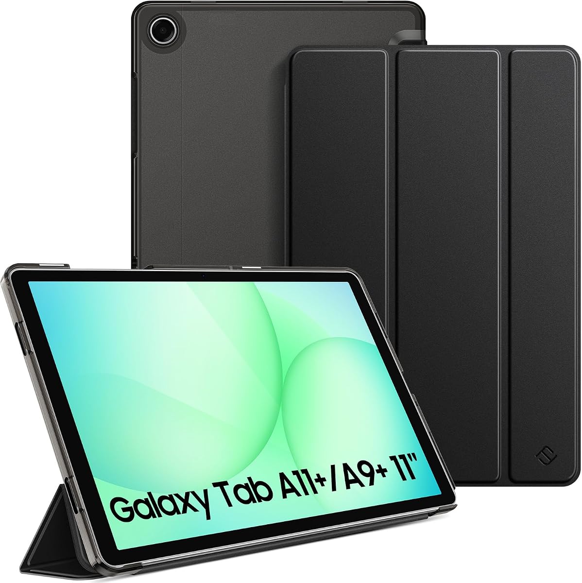 Fintie Slim Case for Samsung Galaxy Tab A11+/A9+ 11 Inch, Black | Translucent Frosted Back Cover, Lightweight Tri-fold Stand, for Home/Office/School/Travel, Auto Wake/Sleep