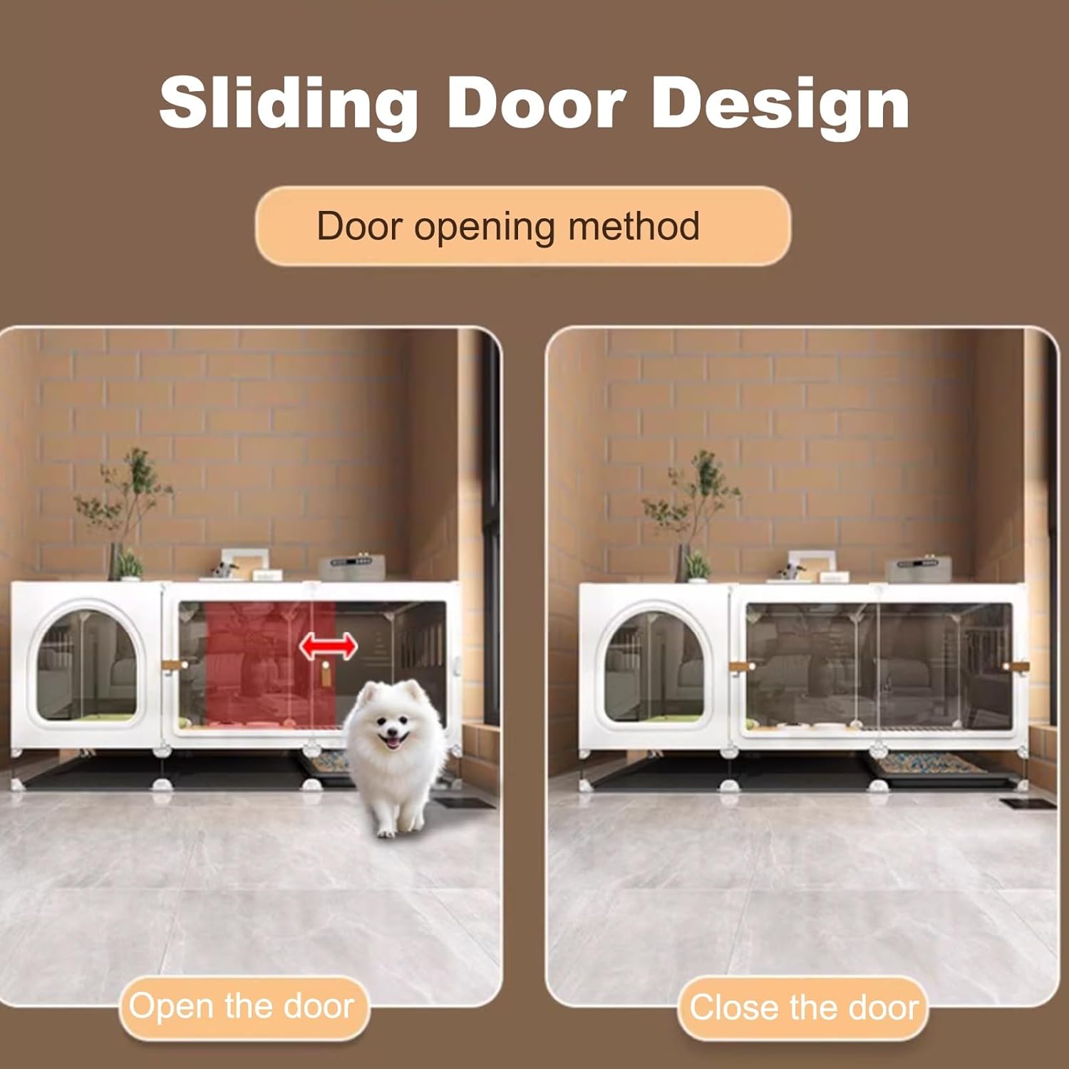 White Dog Crate with Separate Toilet, Easy Clean Pull-Out Tray, Ideal for Small Dogs, Pet Crate with Hygiene Features, Space-Saving Design, Comfortable & Convenient