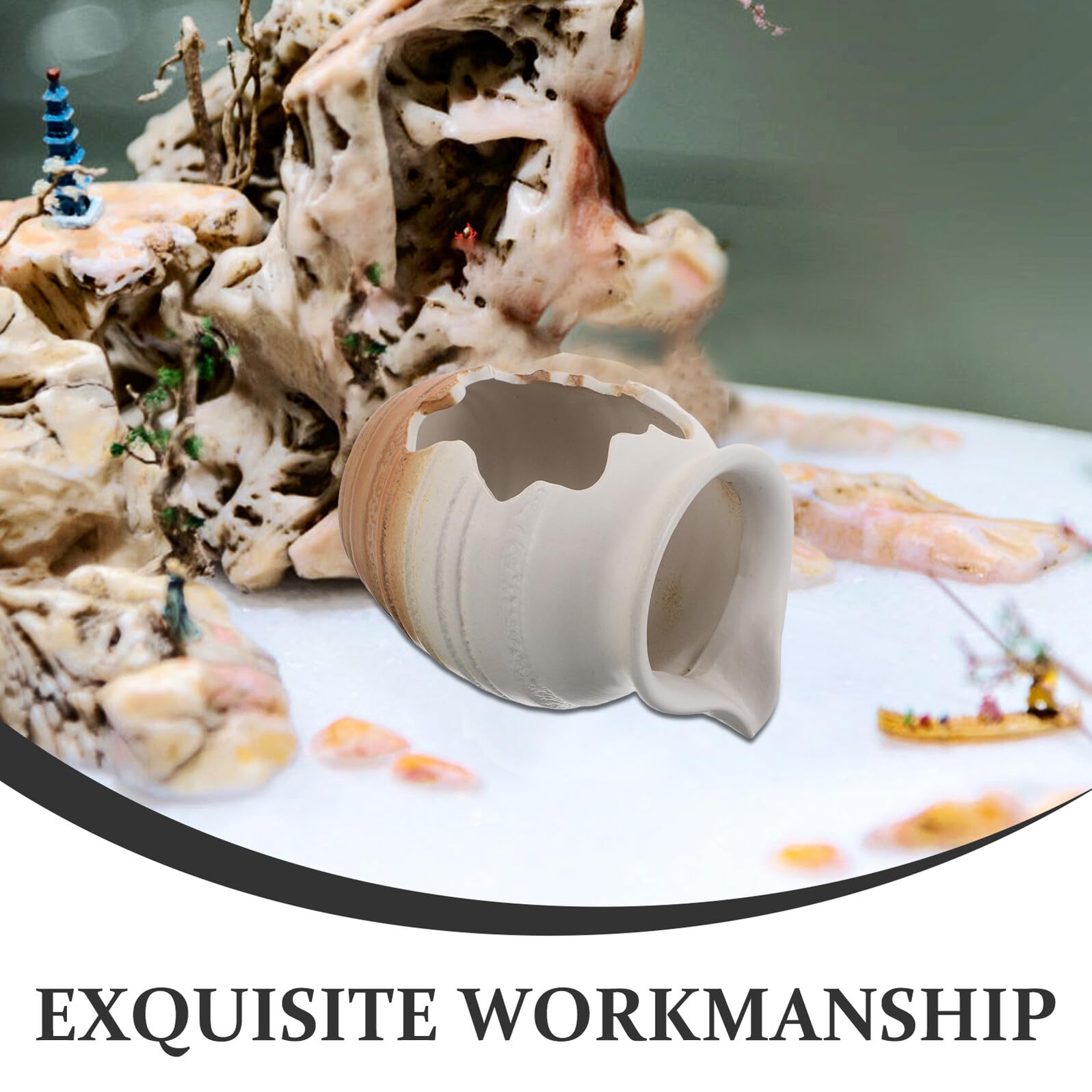 KOMBIUDA Ökologischer Keramik Wasserfallbrunnen mit Filtermaterial Mittelgroßer Zirkulationsbrunnen für Aquarium und Garten Dekoratives Wasserspiel für Innen und Außen