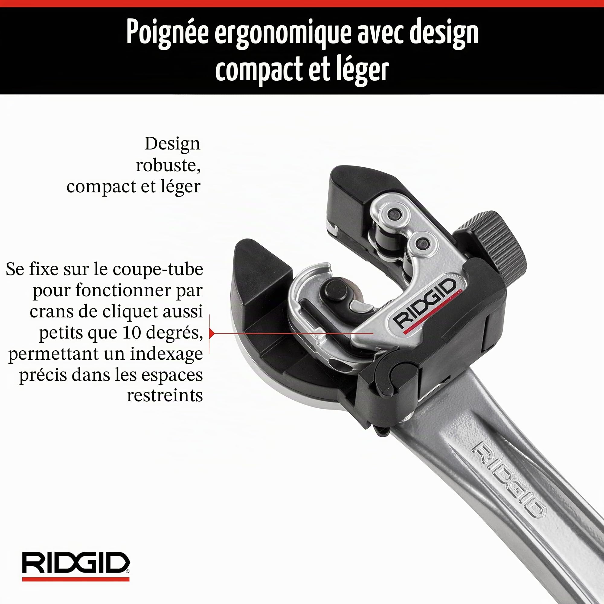 RIDGID 32573 Coupe-tubes miniature 2 en 1 avec AUTOFEED (avance assistée) et poignée à cliquet modèle 118, coupe-tubes de 6 à 29 mm