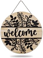 JarThenaAMCS 3D Black Leaf Welcome Door Sign - Rustic Wooden Hanging Farmhouse Decor for Porch, Home, Indoor Outdoor