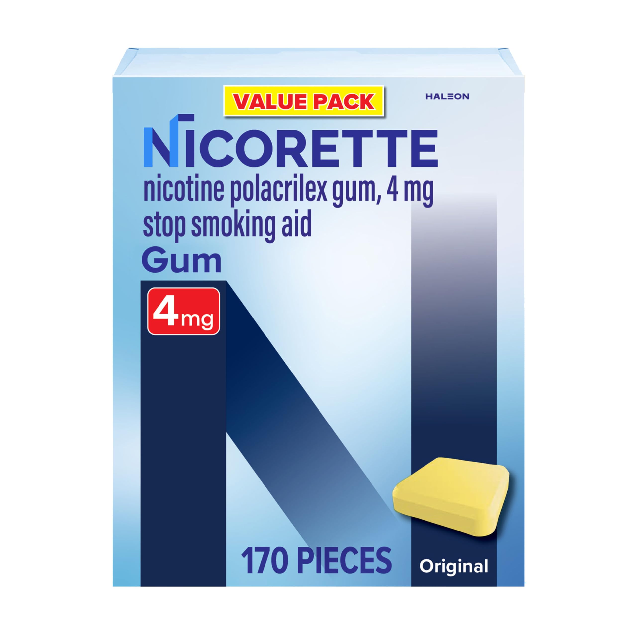 Nicorette Nicotine Gum to Help Stop Smoking, 4 mg, Original Stop Smoking Aid - 170 Count