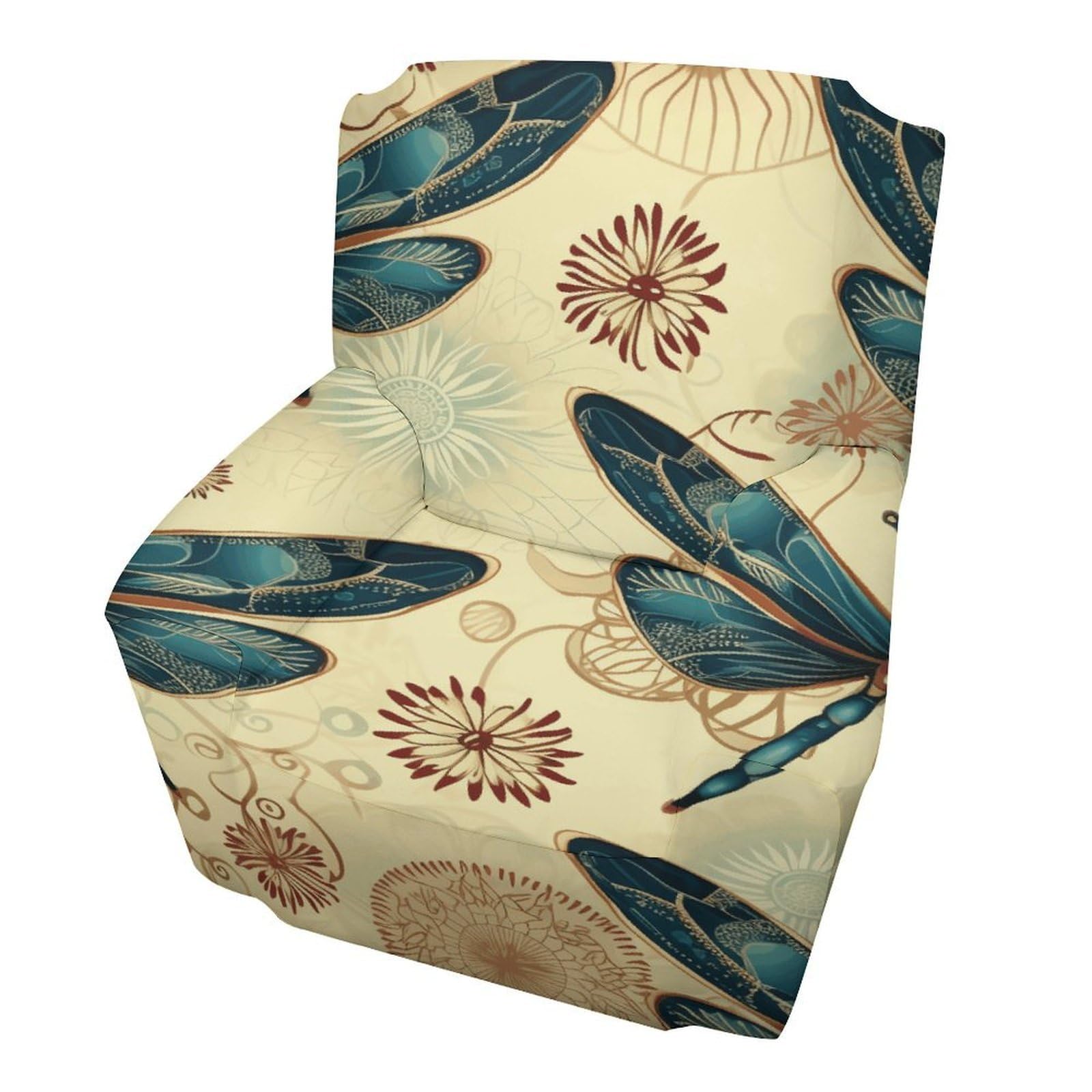 Fodpand Style Dragonfly1 Sofa Cover Soft 1 Seater Sofa Slipcover For Pets Washable,Couch Cover With Elastic Straps Furniture Protector