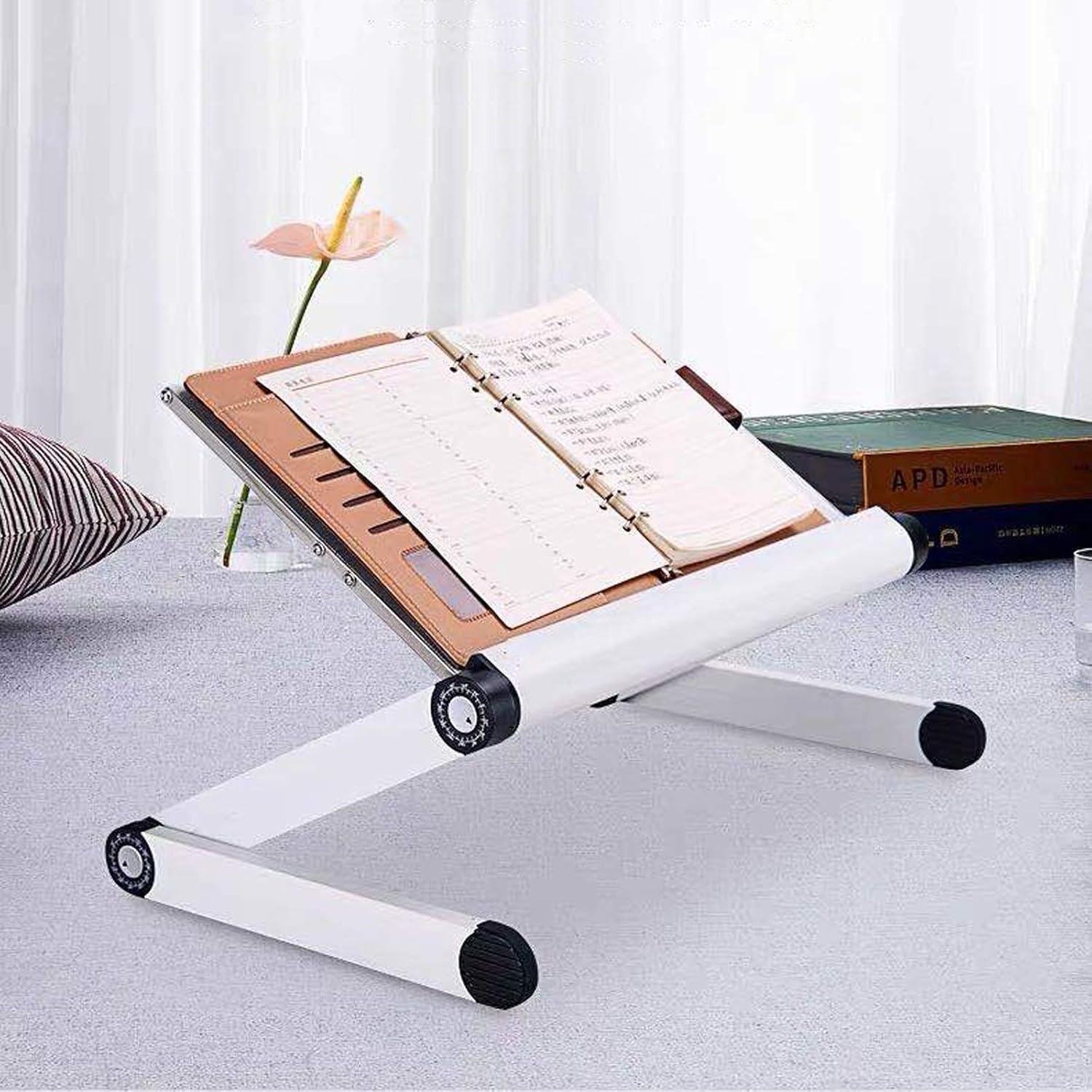 Składane biurko na laptopa – przenośne biurko na kolana z regulowanym kątem do ergonomicznego czytania, pisania, pracy i jedzenia