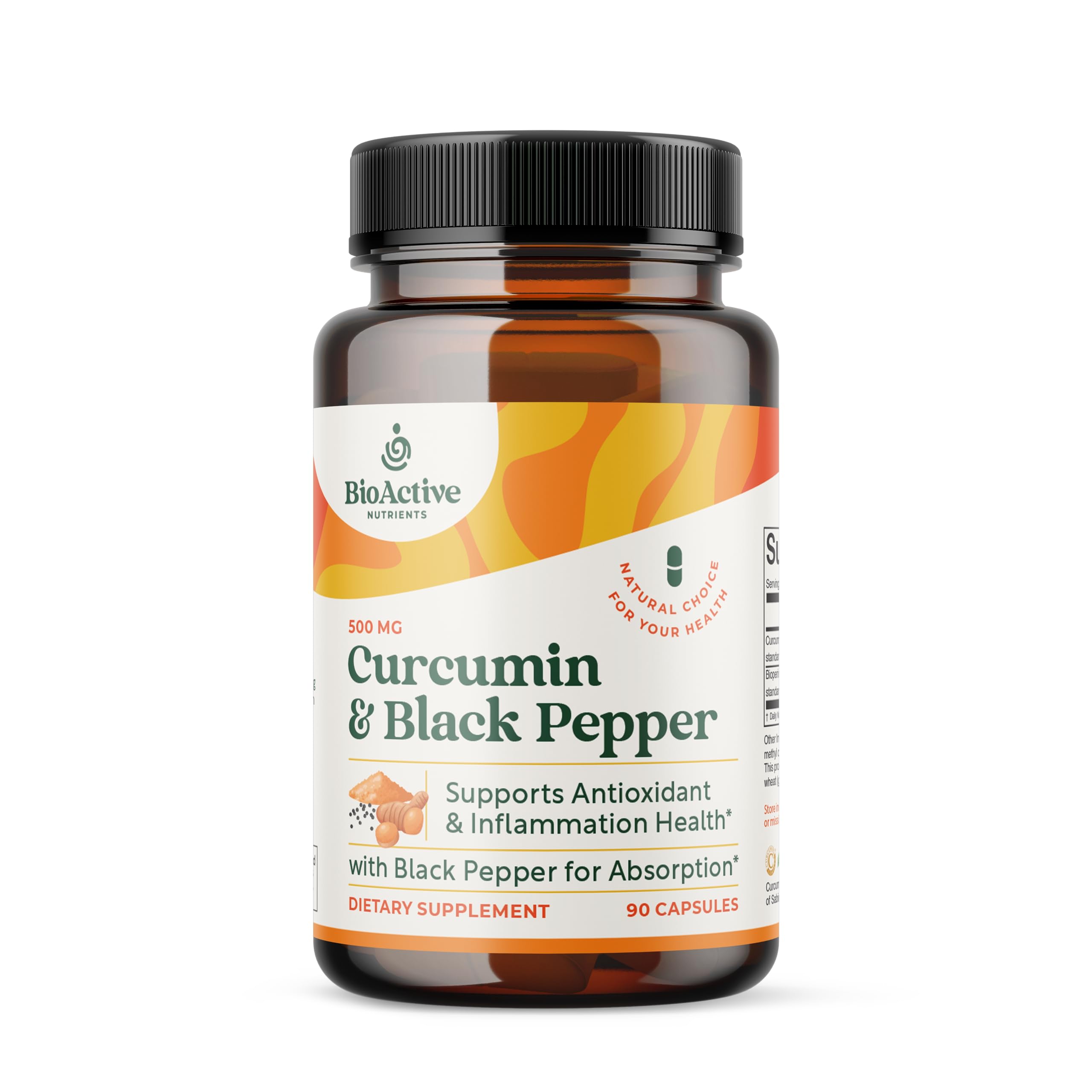 Curcumin with Black Pepper for Best Absorption, 90 Capsules