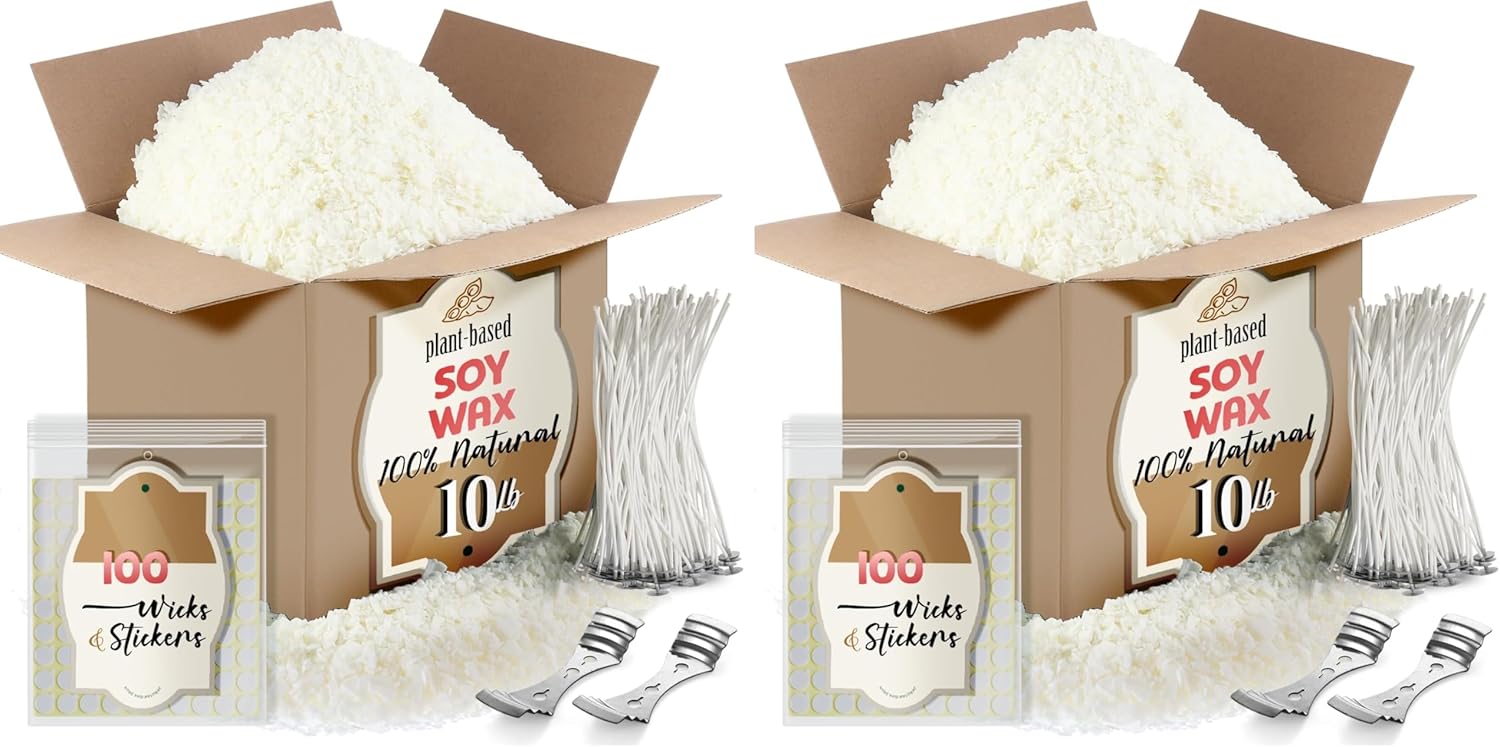 Etienne Alair Organic Soy Candle Wax for Candle Making,10 lbs Natural Candles Making Supplies,Beeswax-Free,Paraffin-Free,Pure Soy Wax Flakes Perfect for Candles,Tealights and Melts,(Pack of 2)