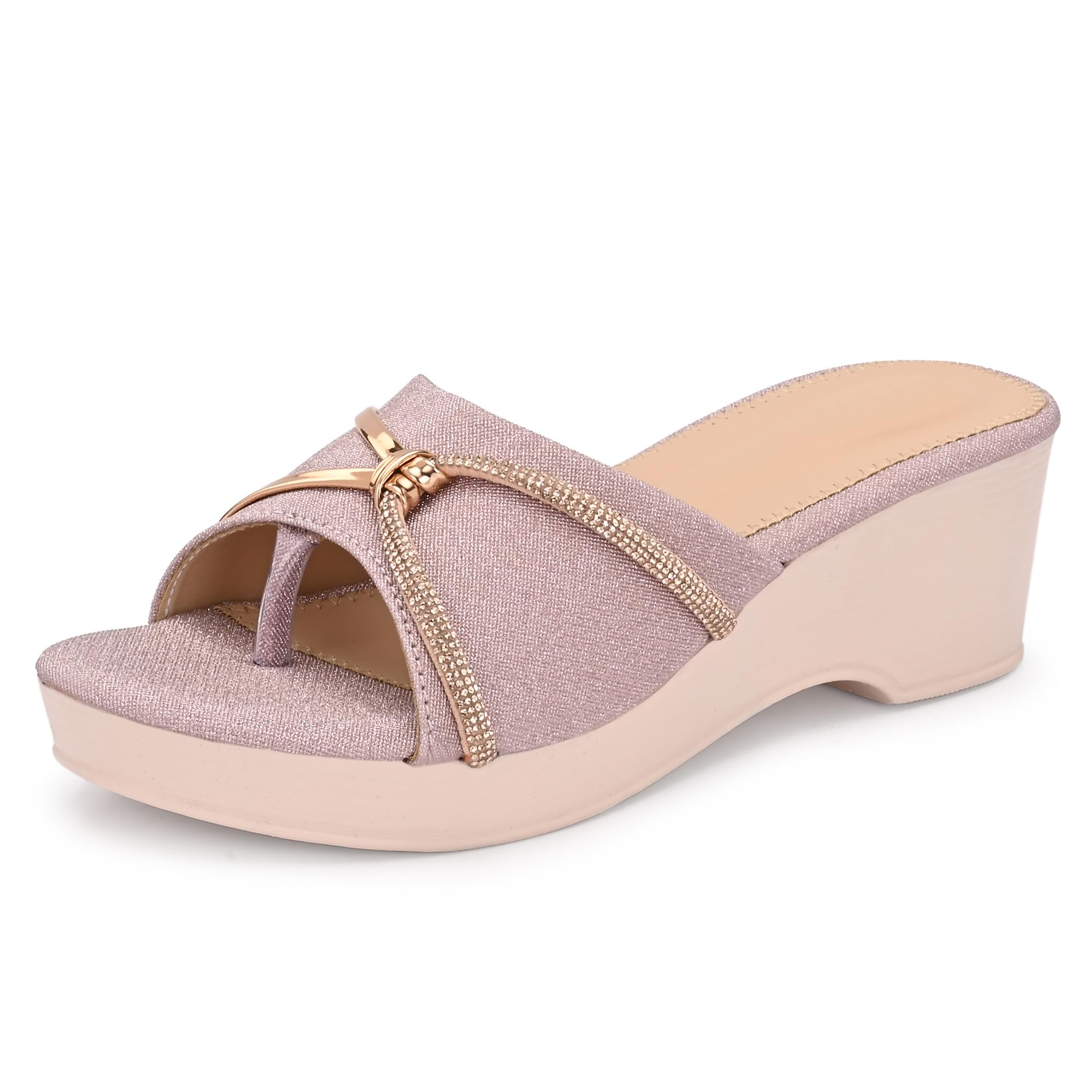 centrino Women's Sandals | Stylish Cross-Strap Slip-On Fashion Heel | Glitter Wedge Platform Sandals for Women | Perfect for Party, Wedding, Reception, Date Night, Shopping, Office & Everyday (9331)-picture-16