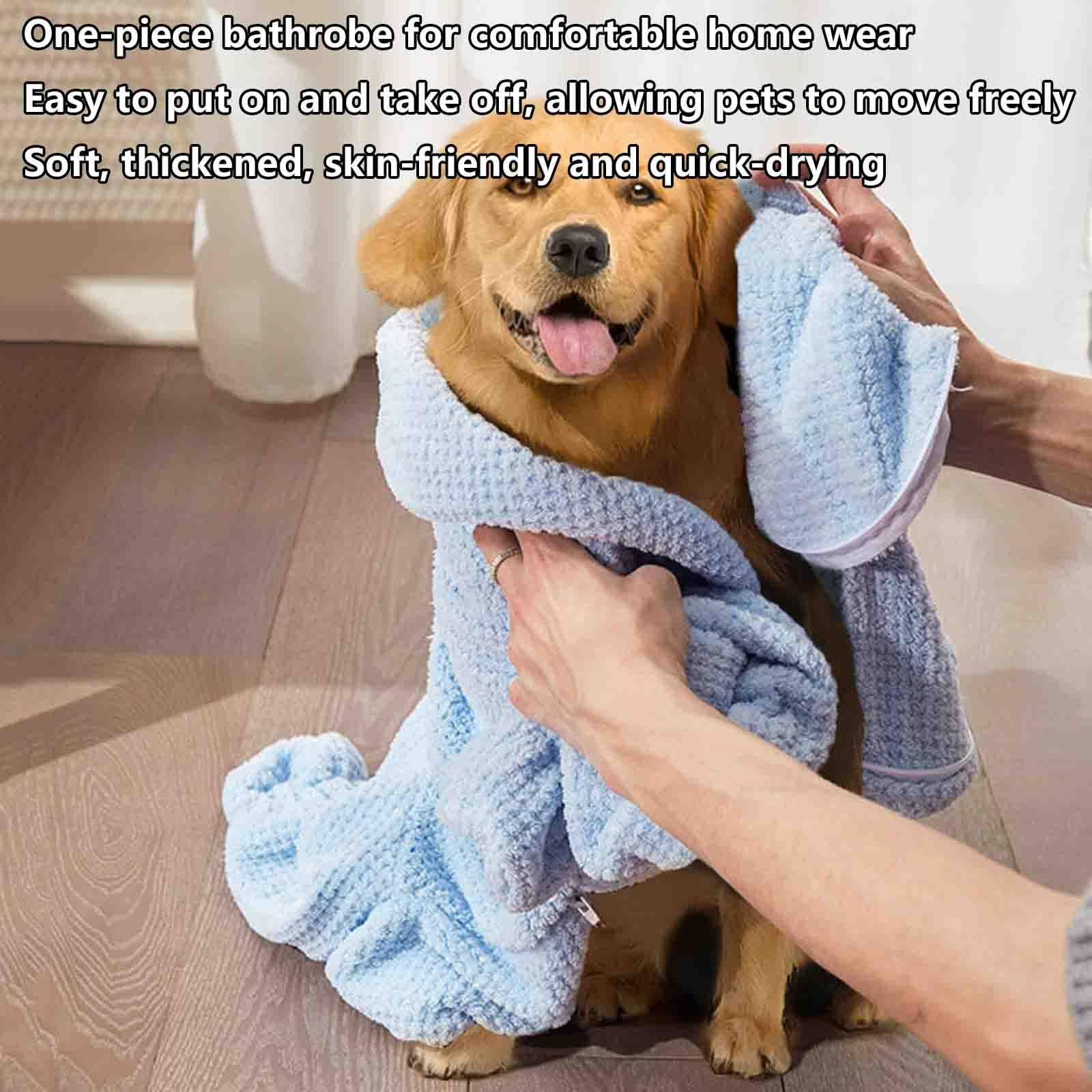 Serviette pour Chien Super Absorbante Serviette Chien Grande Taille Séchage Rapide Microfibre Peignoir pour Animaux avec Pieds Chat Doux Et Épais (Blue,XXL)
