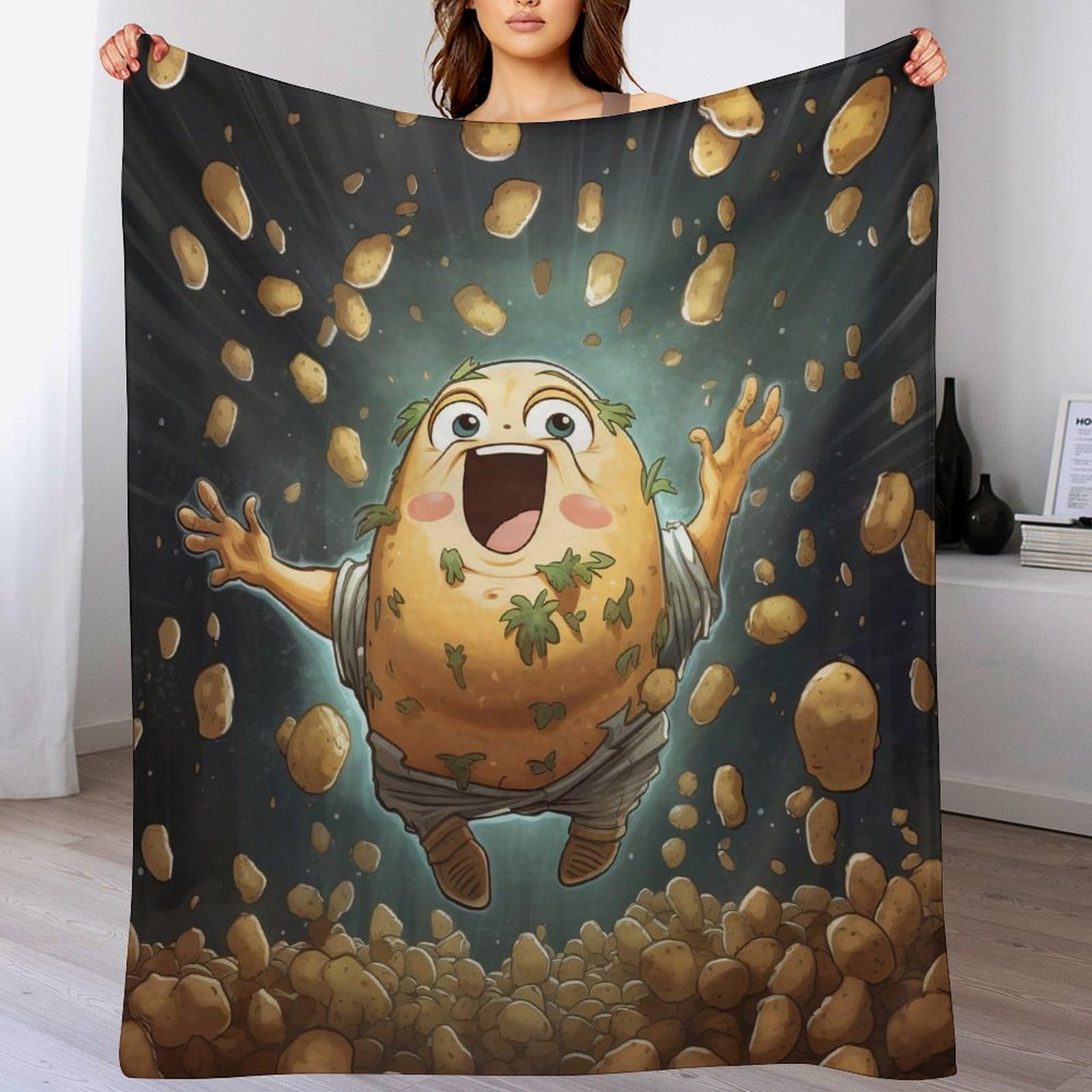 Couverture pour enfants et adultes idéale pour lit et voyage avec motif imprimé légumes