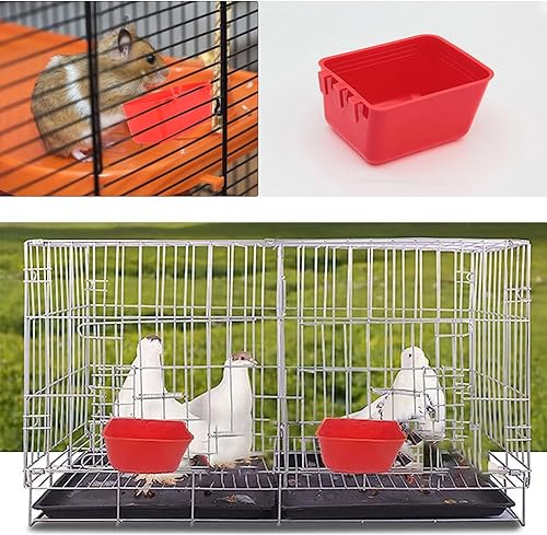 Miniatura 6 de Paquete de 10 tazas cuadradas para pájaros, comedero para pájaros colgantes, bebedor de plástico, bebedero de jaula de codorniz, cuenco de