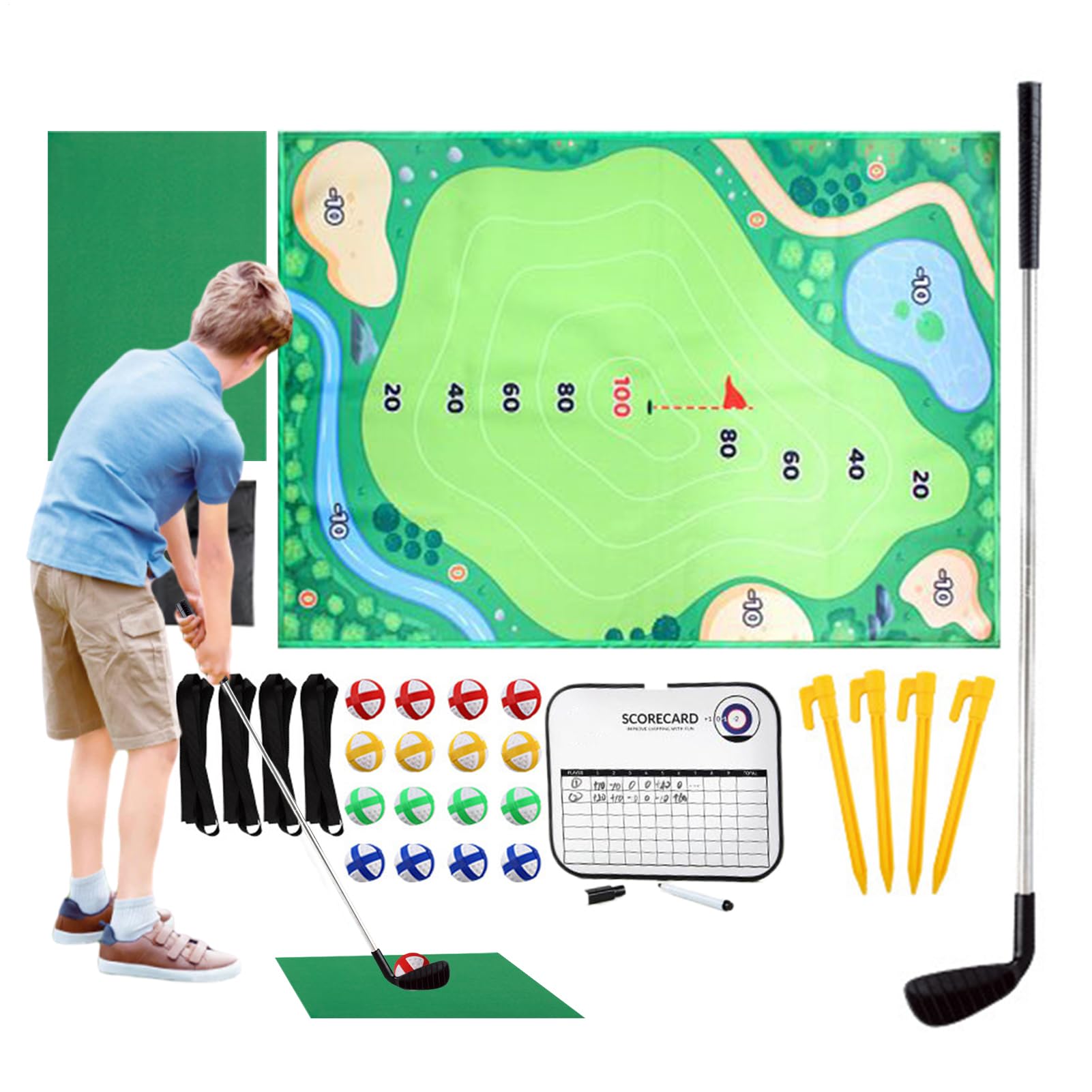 Golf Chipping Spiel Outdoor Und Indoor Tragbarer Zusammenklappbarer | Trainingsmatte Für Abschläge Für Den Garten, Hof, Terrasse, Rasen, Wiese, Und Park