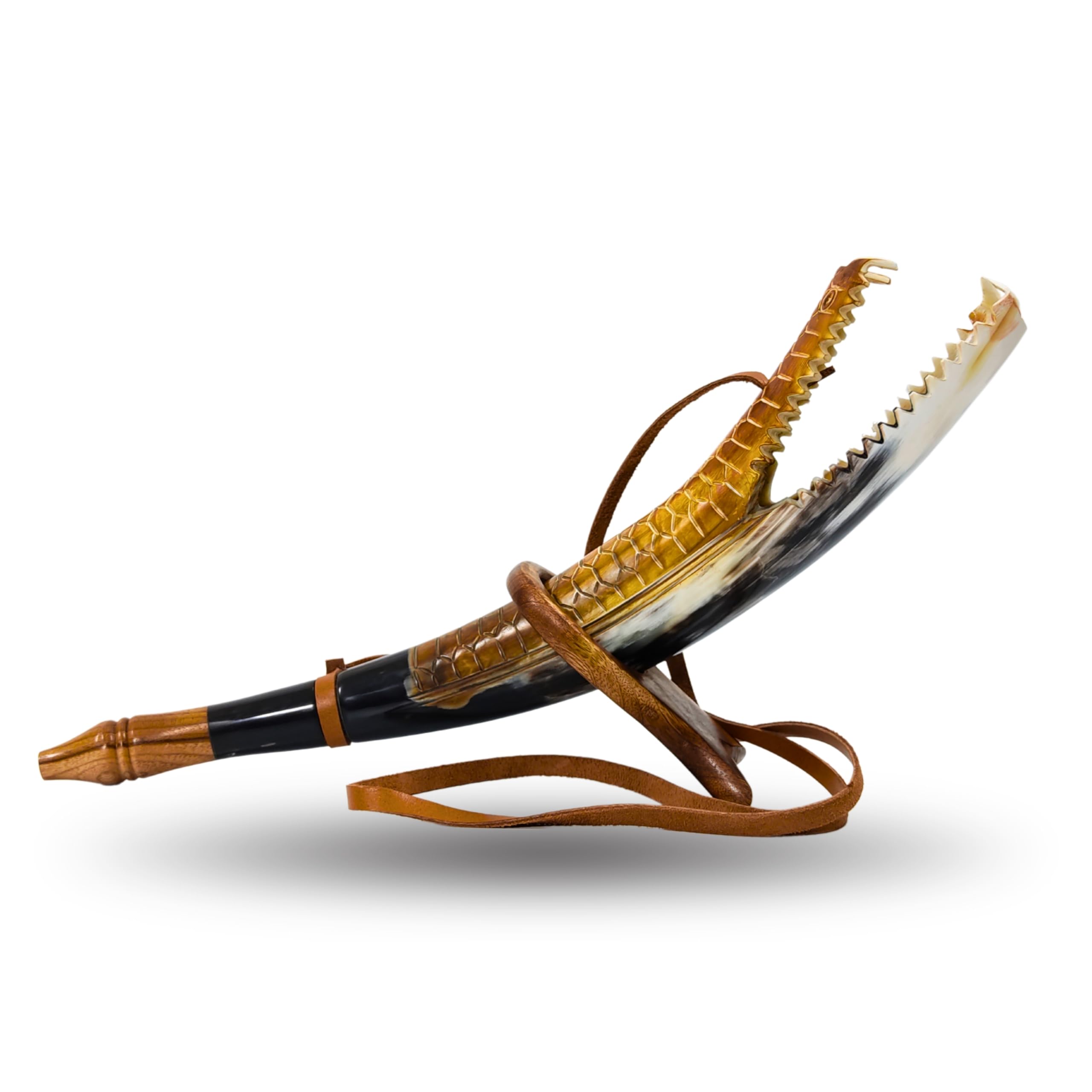 Instrument Corne Naturelle Cor De Guerre Viking En Corne De Bœuf - 20,3cm - Trompette Médiévale + Sifflet - Cadeau Cosplay Histoire Corne Bœuf Authentique