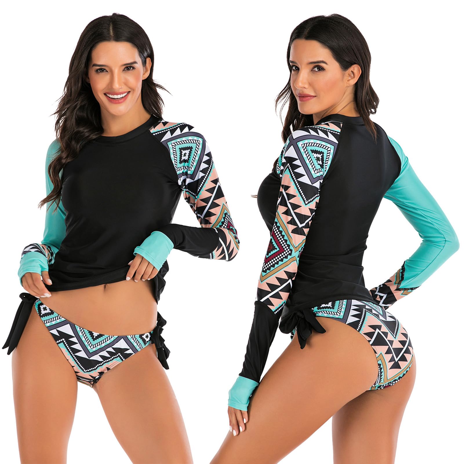 Split Muta da Donna Estiva Costume da Bagno Sottile Ad Asciugatura Rapida Protezione Solare A Maniche Lunghe Anti-Medusa da Spiaggia Muta da Sub da Spiaggia