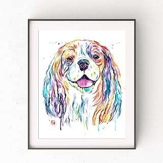 Cavalier King Charles Spaniel Wall Art by Whitehouse Art | Dog Memorial Gifts, Dog Decor, Dog Poster| Professional Art Print of Cavalier Original Watercolor | Dog Mom | 5 Sizes