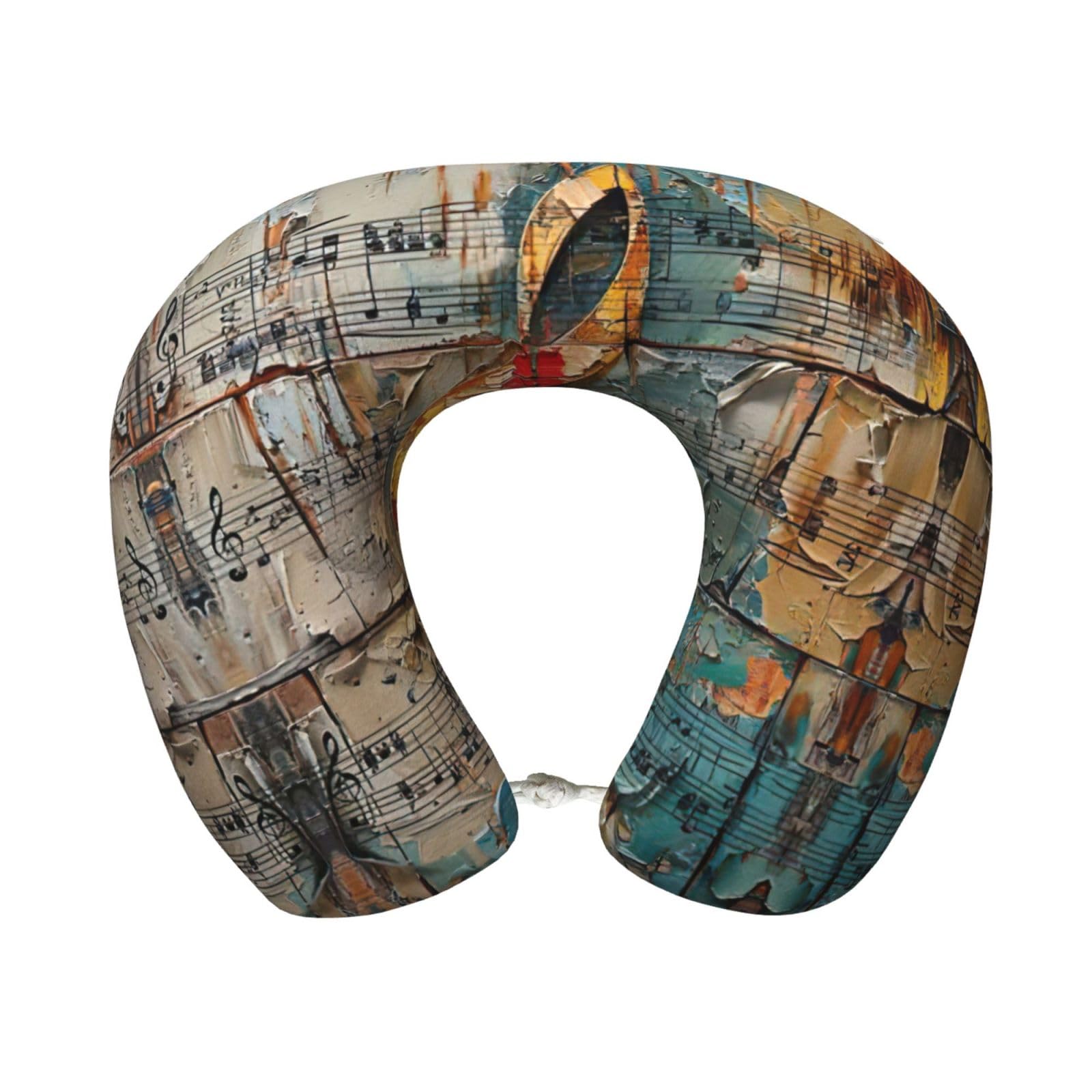 peiyeety Music Notes Print Custom U-Shaped Pillow,Memory Foam Cervical Neck Travel Pillow,for Home,Camping,Travelling