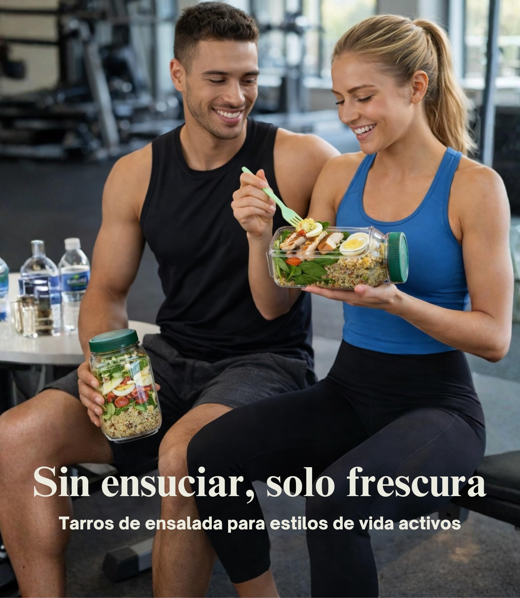 SalatBox - Ensaladera para Llevar con Compartimentos y Vaso para Aliño, Tupper Hermético Antifugas, Fiambrera Portátil Sin BPA, Apta Microondas, Ideal Trabajo, Oficina, Viajes y Gimnasio